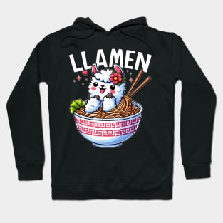 Ramen Noodles Llama Llamen Funny Kawaii Hoodie